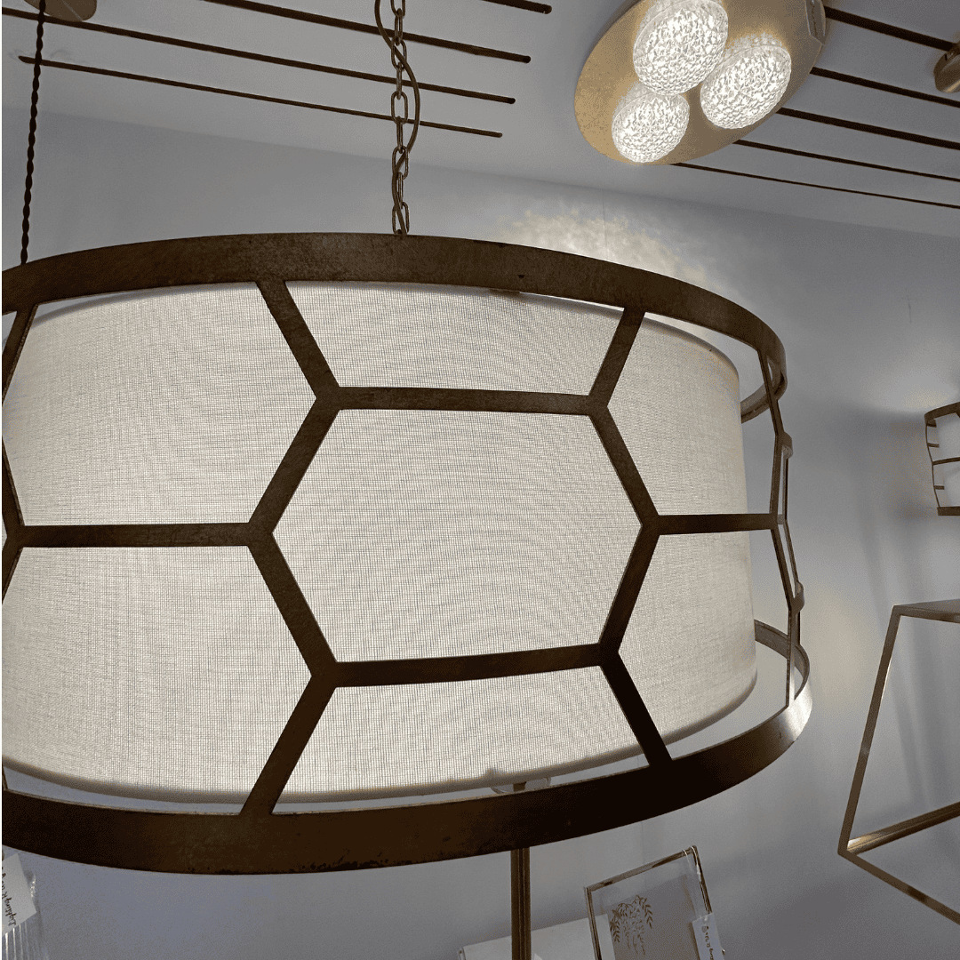 EX-DISPLAY Dar Lighting Epstein 4 Light Gold & Ivory Pendant