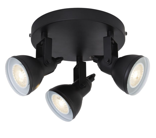 Searchlight Focus 3 Light Black Round Spotlight