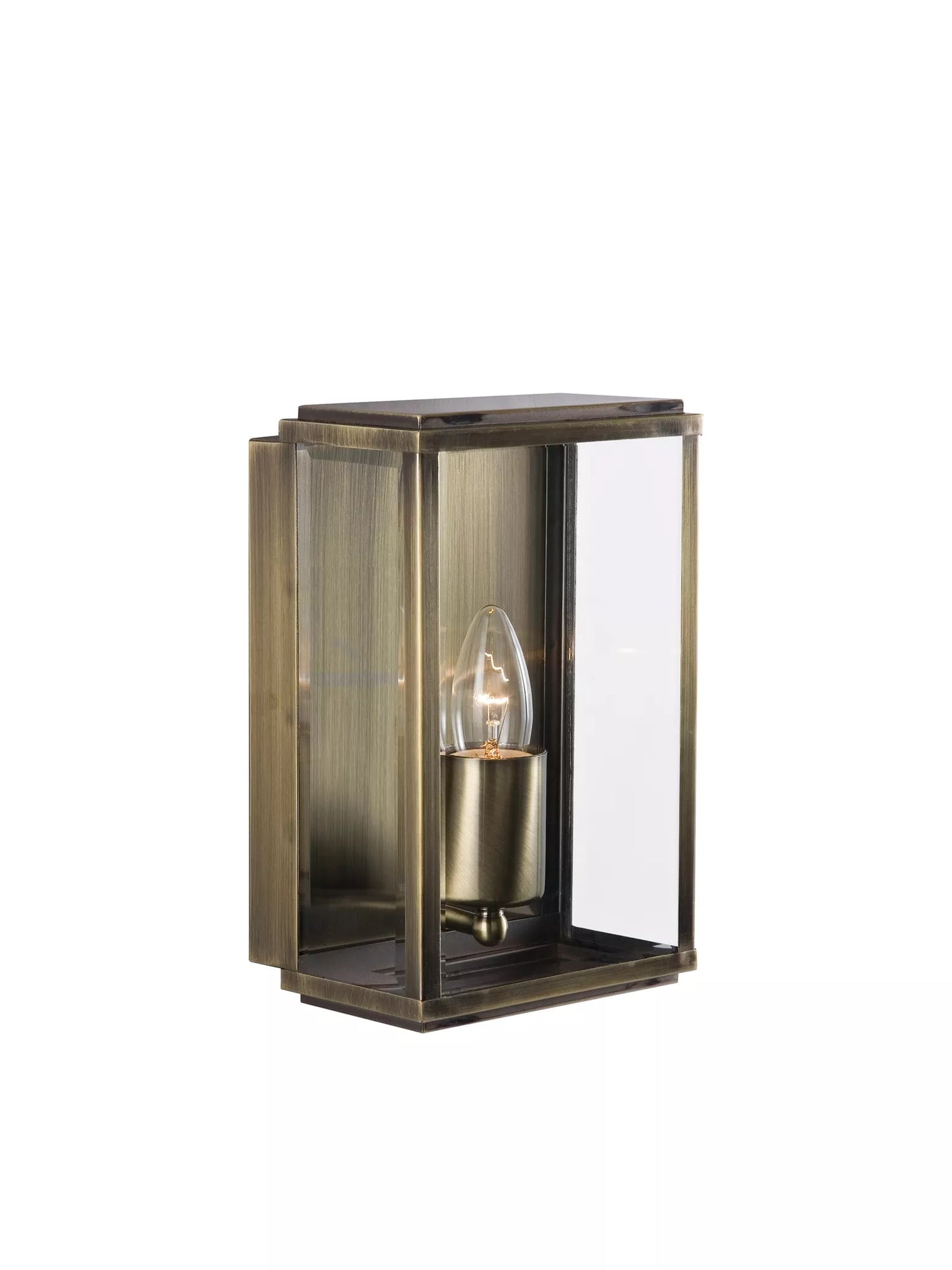 Searchlight Box Outdoor Antique Brass Metal & Glass Wall Light