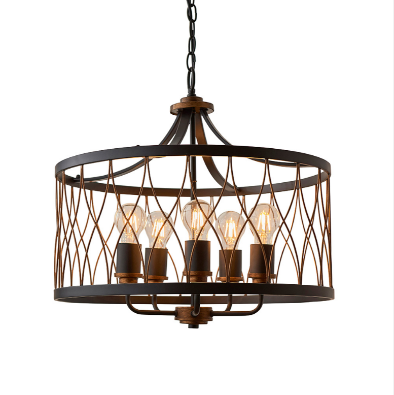 Endon Heston 5 Light Black & Bronze Pendant