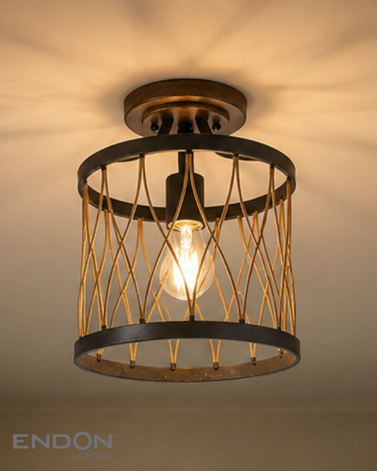 Endon Heston Black & Bronze Semi Flush