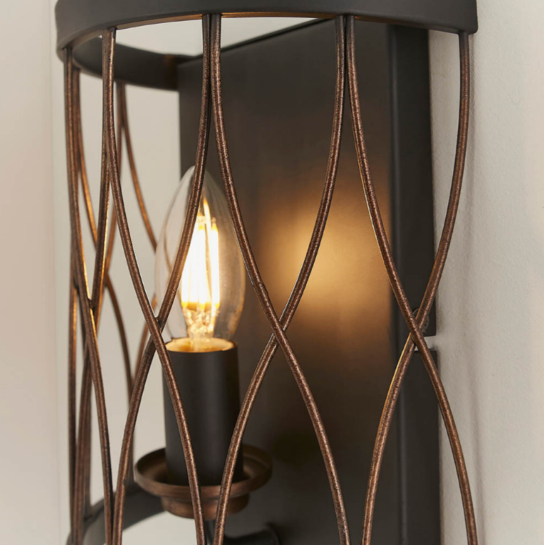 Endon Heston Black & Bronze Wall Light