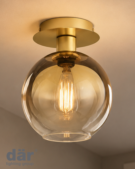 Dar Lighting Lycia Satin Gold & Gold Ombre Glass Semi Flush