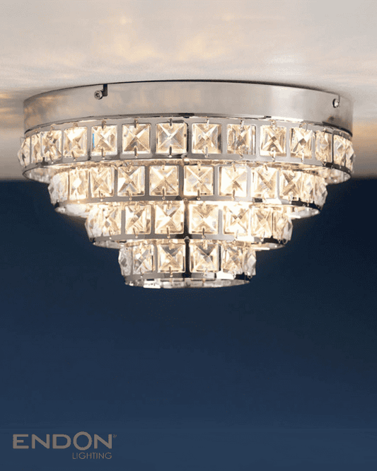 Endon Motown 4 Light Chrome & Faceted Crystal Flush