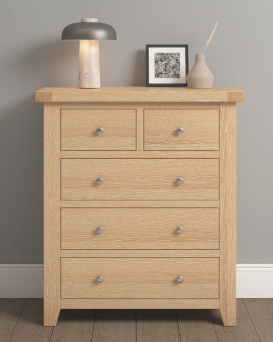 Windsor 3 & 2 Drawer Natural Oak Chest