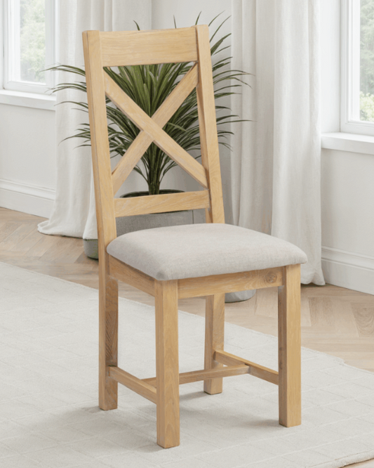 Windsor Natural Oak & Oat Fabric Cross Back Chair (Box of 2)