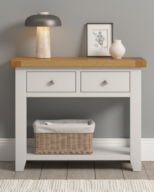Windsor 2 Drawer Ivory & Oak Console Table
