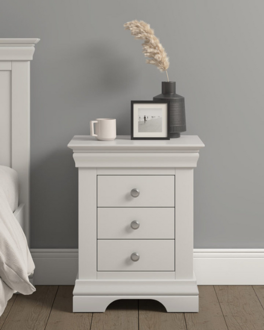Bordeaux 3 Drawer Ivory Bedside Table