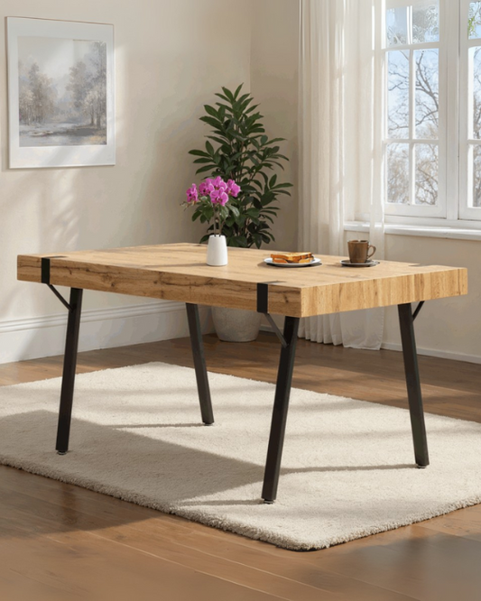 Treviso Light Oak Effect & Black Dining Table