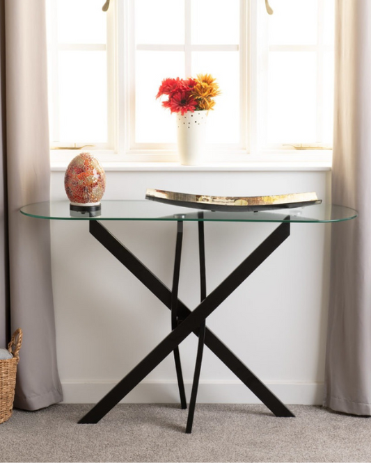 Sheldon Black & Clear Glass Console Table