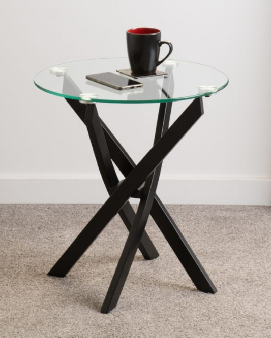 Sheldon Black & Clear Glass Side Table