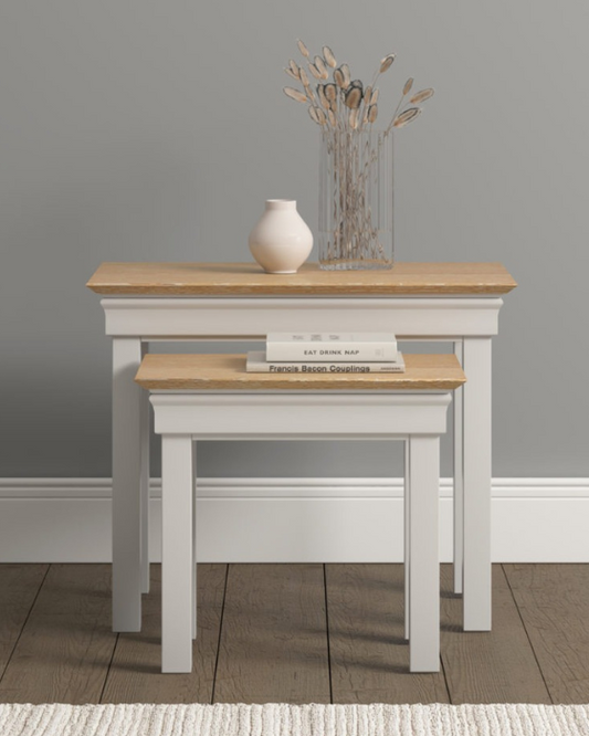 Bordeaux Ivory & Oak Nest of 2 Tables