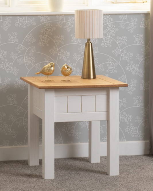 Panama White & Natural Wax Lamp Table