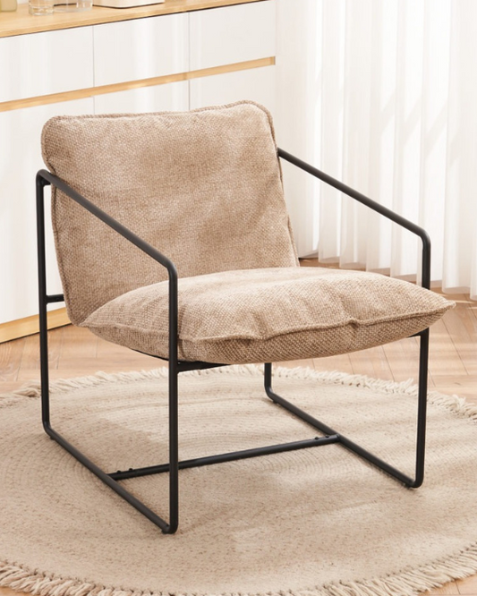 Tivoli Black Metal & Champagne Fabric Occasional Chair