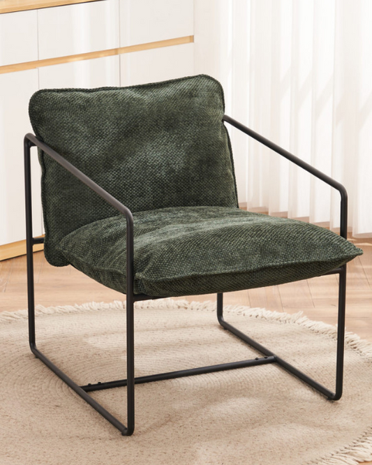 Tivoli Black Metal & Green Fabric Occasional Chair