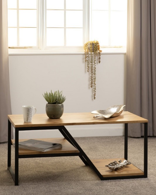 Durham Light Oak Effect & Black Coffee Table