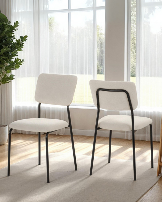Sheldon Ivory Boucle Fabric Chair (Box of 4)
