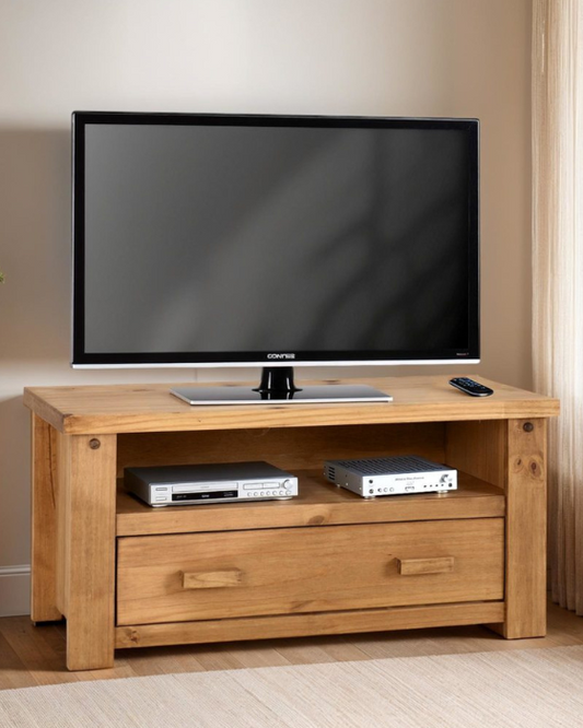 Tortilla 1 Drawer Distressed Waxed Pine Flat Screen TV Unit