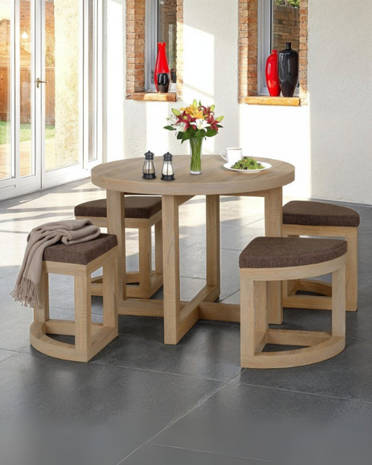 Cambourne Sonoma Oak Effect Veneer & Brown Linen Fleck Stowaway Dining Set