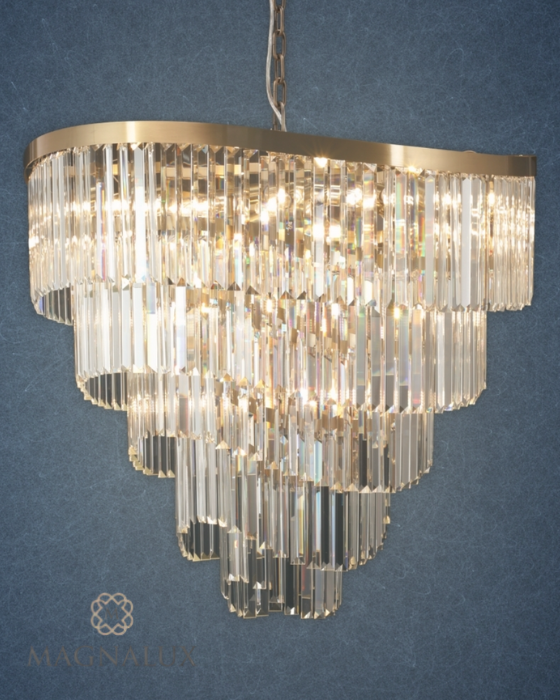 Magnalux Waverly 16 Light Crystal & Satin Brass Pendant