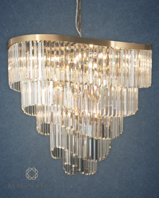 Magnalux Waverly 16 Light Crystal & Satin Brass Pendant